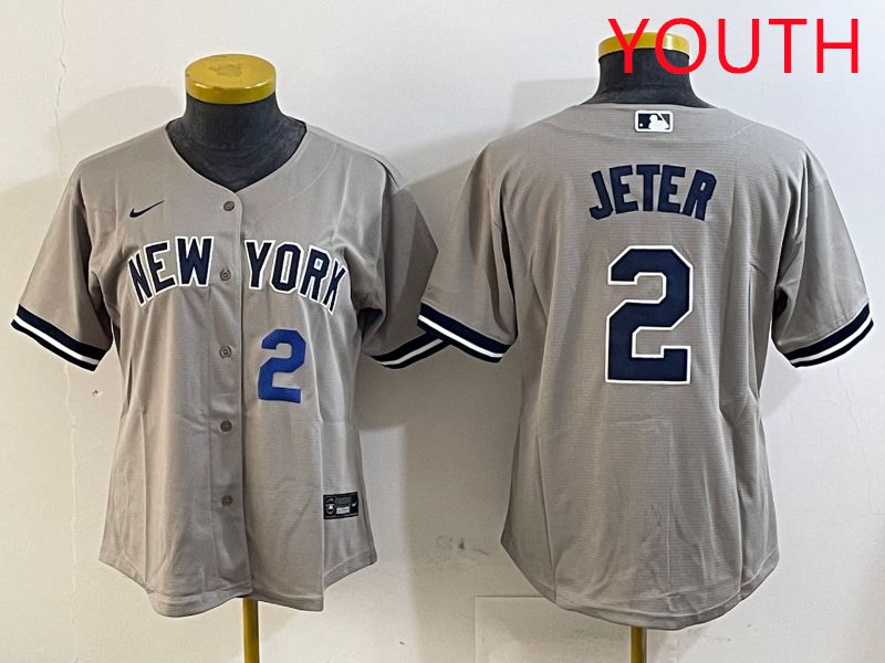 Youth New York Yankees #2 Jeter Grey Game 2025 Nike MLB Jersey style 8->youth mlb jersey->Youth Jersey